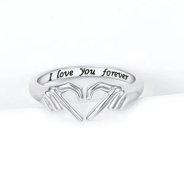Heart Hand Hug Adjustable Ring for Couples