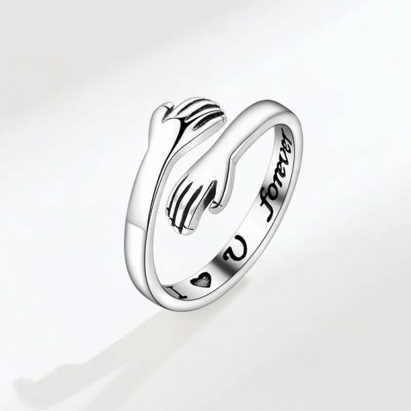 Heart Hand Hug Adjustable Ring for Couples