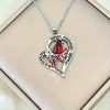 Heart Shaped Cardinal Pendant Necklace