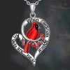 Heart Shaped Cardinal Pendant Necklace