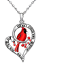 Heart Shaped Cardinal Pendant Necklace