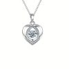 Heart-Shaped Pendant Necklace with Red Rose Gift Box