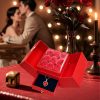 Heart-Shaped Pendant Necklace with Red Rose Gift Box