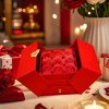 Heart-Shaped Pendant Necklace with Red Rose Gift Box
