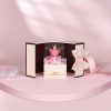 Heartbeat Pendant Necklace with Teddy Bear and Rose Gift Box