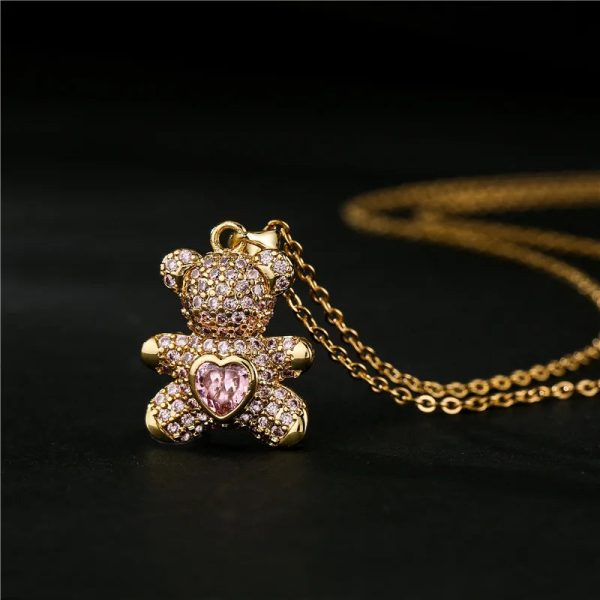 Heartbeat Teddy Bear Pendant Necklace