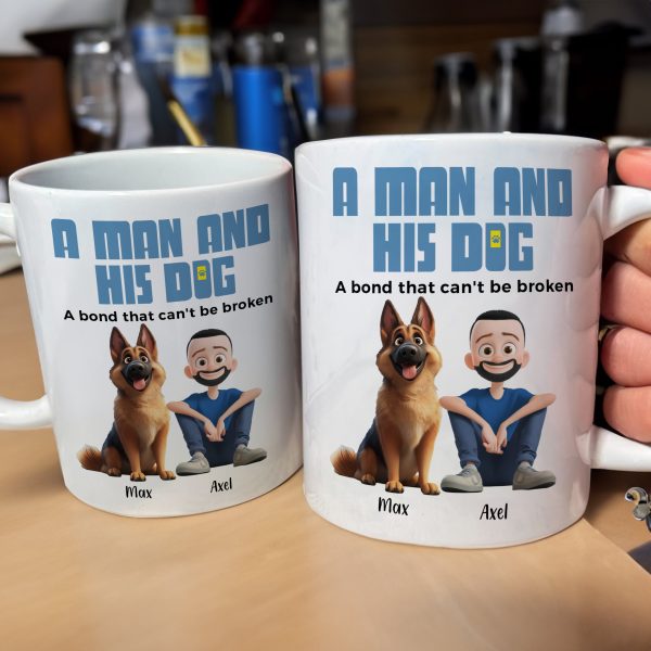 Heartwarming Pet-Themed Mug Personalized 'A Man and His Dogs' Design, Ideal Gift for Dog Owners