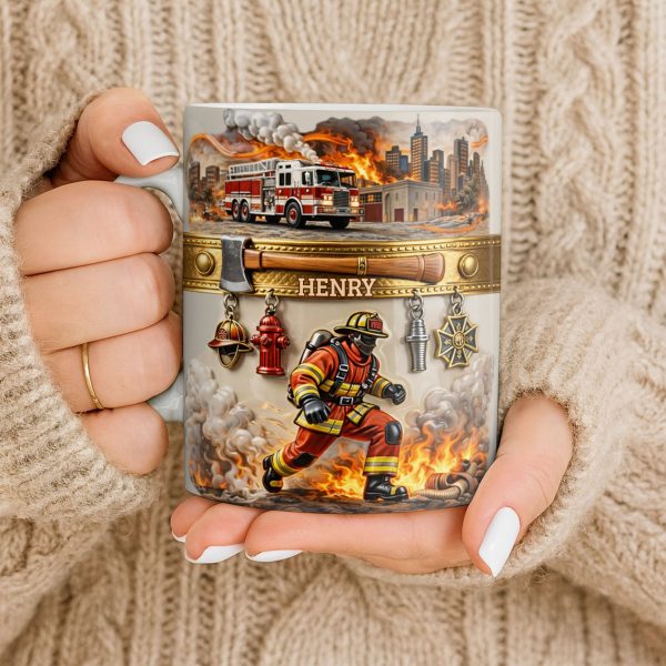 Heroic Firefighter Scene Personalized Coffee Mug - Personalized Custom Coffee Mug - FIF051_MG