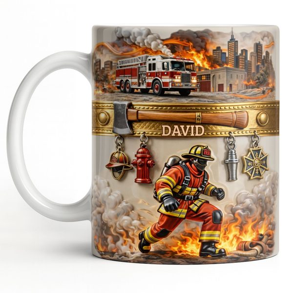 Heroic Firefighter Scene Personalized Coffee Mug - Personalized Custom Coffee Mug - FIF051_MG