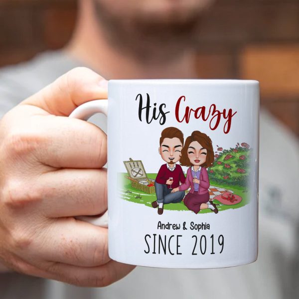 His Crazy - Her Weirdo , Personalized White Mug, Couple Anniversary, Gift For Couple