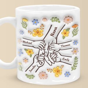 Hold Me Tight, Keep Me Safe - Personalized White Edge-to-Edge Mug - Gift For Mom, Mother's Day | HN02