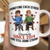 Holding Hands Sitting Couple Annoying Each Other - Personalized Mug