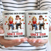 Holding Hands Sitting Couple Annoying Each Other - Personalized Mug