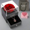 Hollow Zircon Love Necklace With Eternal Flower Gift Box