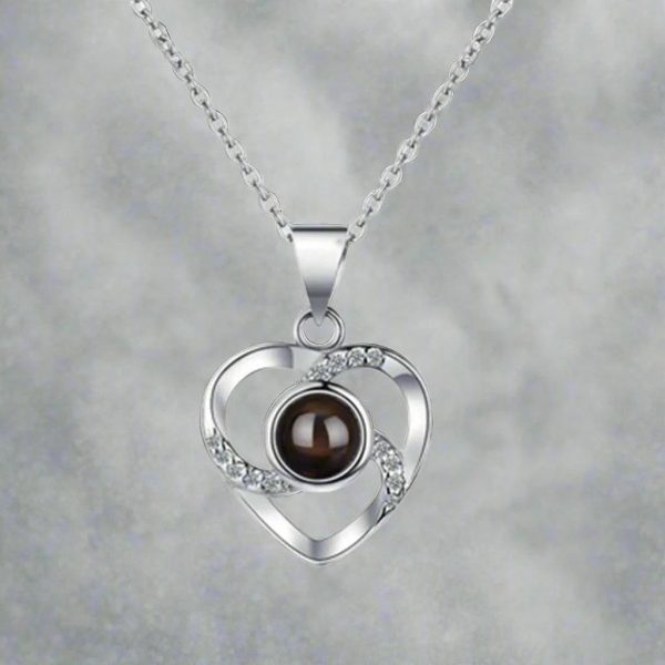 Hollow Zircon Love Necklace With Eternal Flower Gift Box