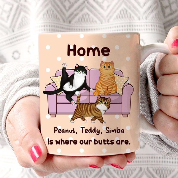 Home Is Where My Butt Is Funny Fluffy Cat Personalized Mug