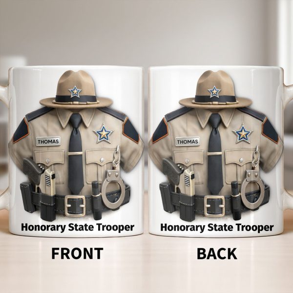 Honorary State Trooper Police Uniform Badge Handcuffs - Personalized Custom Coffee Mug - OFC053_MG