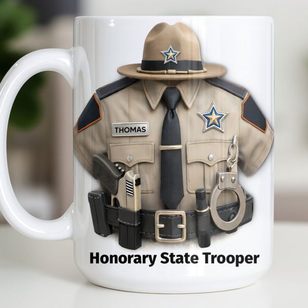 Honorary State Trooper Police Uniform Badge Handcuffs - Personalized Custom Coffee Mug - OFC053_MG