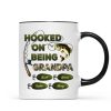 Hooked On Being Grandpa Fishing Camouflage Personalized Mug