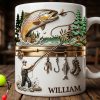Hooked On Fishing - Personalized White Mug - Gift For Fishing Lovers | HH01