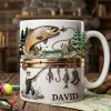 Hooked On Fishing - Personalized White Mug - Gift For Fishing Lovers | HH01