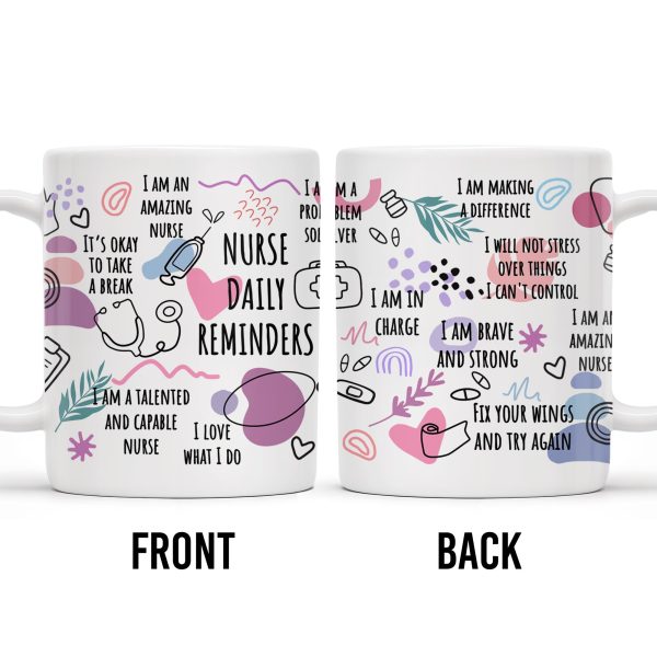 How Nurses Heal: One Step At A Time, Daily Nurse Reminders, Stethoscope, Capsule - Personalized Custom Coffee Mug - NUR012_MG