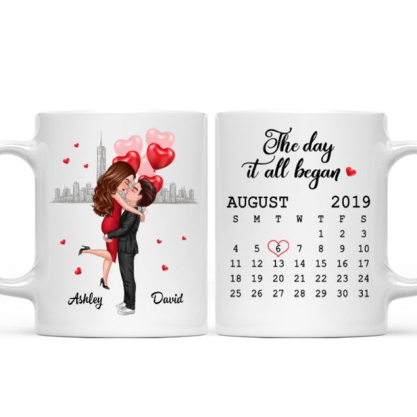Hugging Couple Together Since Anniversary Date Personalized Mug