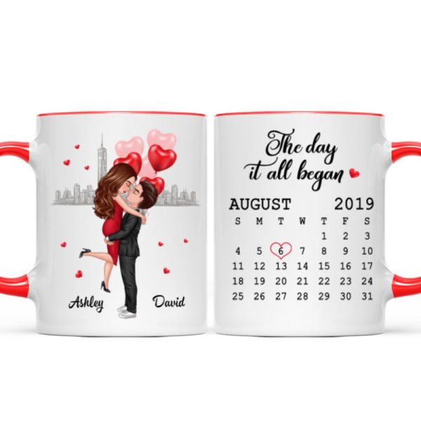 Hugging Couple Together Since Anniversary Date Personalized Mug