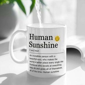Human Sunshine Coffee Mug Inspirational Gift for Women Boss Lady Teacher Nurse Mom Coworker, Appreciation Birthday Gift