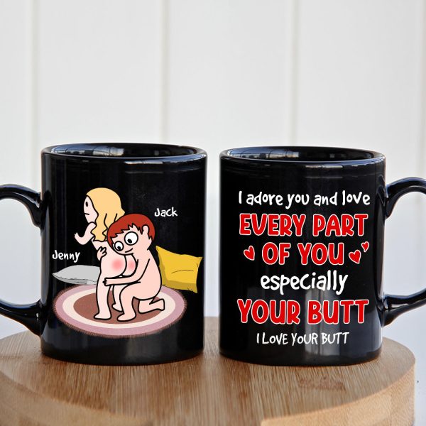 I Adore You And Love Every Part Of You - Personalized Couple Black Mug - Gift For Couple