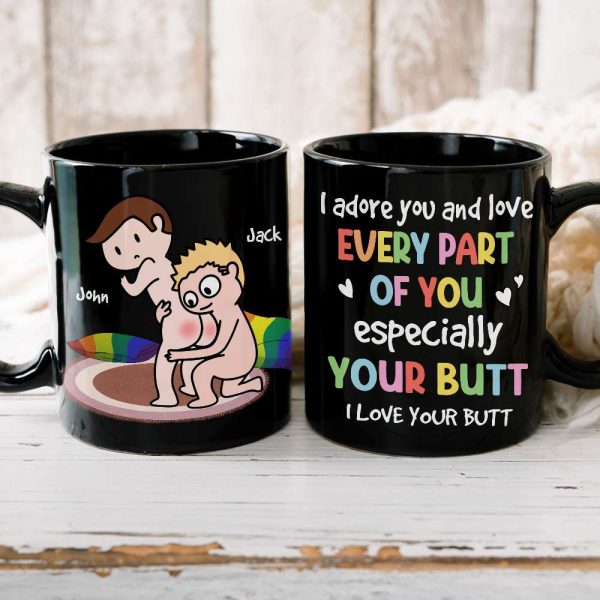 I Adore You And Love Every Part Of You, Personalized Mug, Gift For Couple, LGBT+ Couple