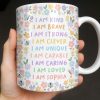 I Am Kind, I Am Brave, Encouraging Floral Design - Personalized Custom Coffee Mug - KID235_MG
