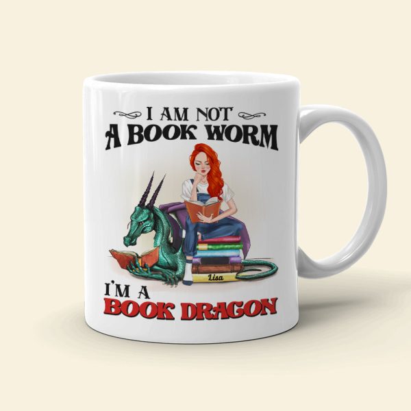 I Am Not A Book Worm, Gift For Book Lover, Personalized Mug, Book Dragon Coffee Mug