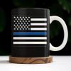 I Can't Fix Stupid But I Can Cuff It, Handcuffs and Thin Blue Line Flag - Personalized Custom Coffee Mug - OFC017_MG