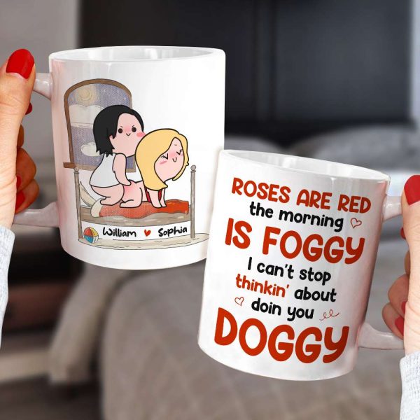I Can't Stop Thinkin' About Doin You Doggy, Personalized White Mug, Naughty Couple, Gift For Couple