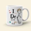 I Do Me Too, Personalized Couple Mug Set, Stick Figure Couple Kissing Mug, Valentine's Gifts, Gift For Couple