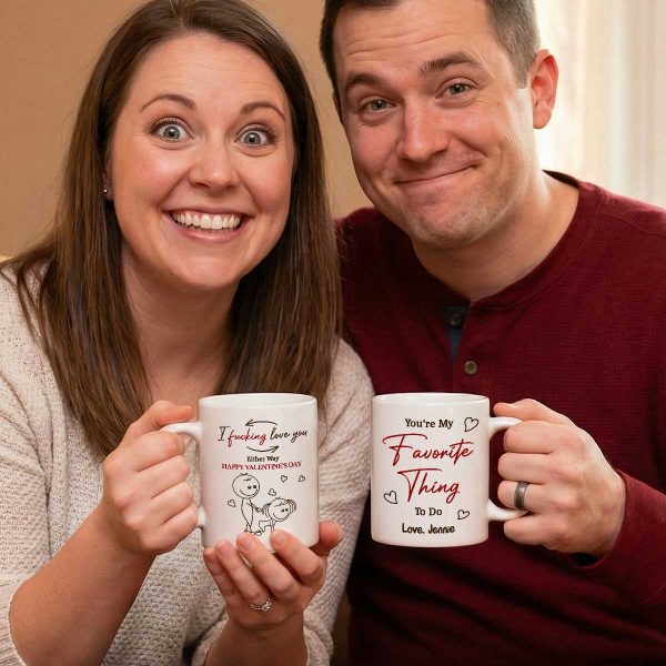 I Fcking Love You Funny Inappropriate Stick Couple - Personalized Mug - Valentine's Day Gift For Him, For Her