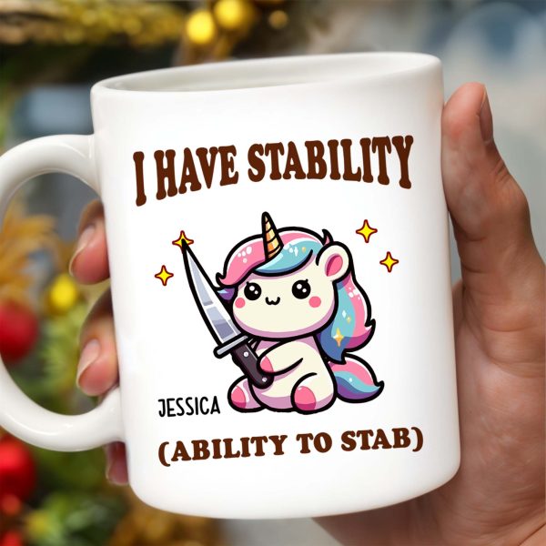 I Have Stability Ability To Stab With Cartoon Duck - Personalized Custom Coffee Mug - COL042_MG