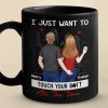 I Just Want To Touch You All The Time - Couple Personalized Custom Black Mug - Gift For Husband Wife, Anniversary
