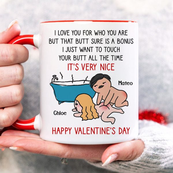 I Just Want To Touch Your Butt All The Time, Personalized Accent Mug, Funny Couple Gifts