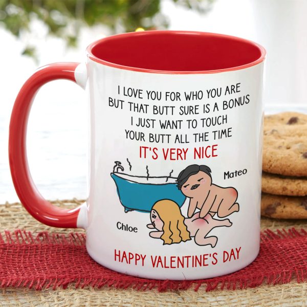 I Just Want To Touch Your Butt All The Time, Personalized Accent Mug, Funny Couple Gifts