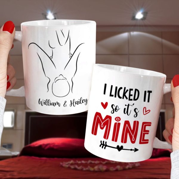 I Licked It So It's Mine Personalized Naughty Couple Tumbler, Gift For Couple