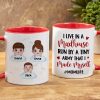 I Live In A Madhouse, Personalized Mug, Gift For Mom, Mother's Day Gift, Little Kids With Clouds