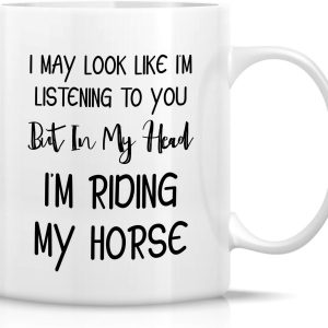 I Look Like I'm Listening But In My Head I'm Riding Horses Coffee Mug, Funny Horse Lover Gift for Rider, Birthday Christmas Gift