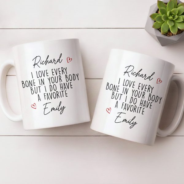 I Love Every Bone In Your Body, Favorite Hearts Design - Personalized Custom Coffee Mug - CPL1294_MG