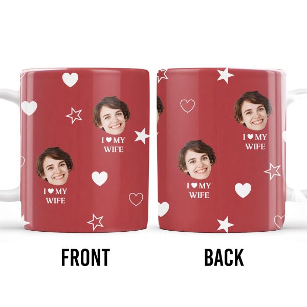 I Love My Wife Personalized Photo Mug With Hearts And Stars - Personalized Custom Coffee Mug - WIF031_MG