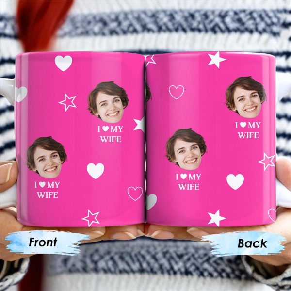 I Love My Wife Personalized Photo Mug With Hearts And Stars - Personalized Custom Coffee Mug - WIF031_MG