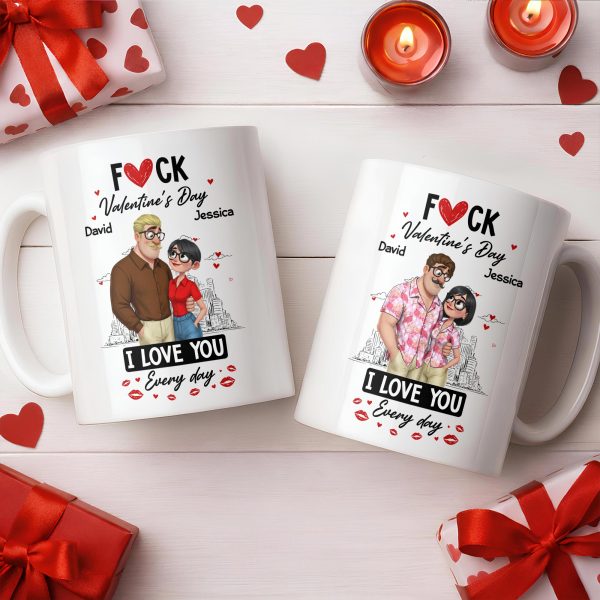 I Love You Every Day Hearts And Lip Prints - Personalized Custom Coffee Mug - CPL1350_MG