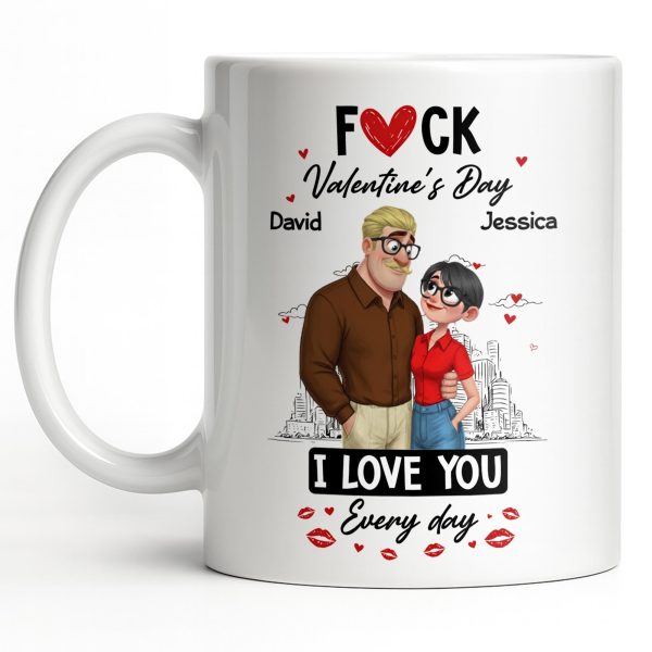 I Love You Every Day Hearts And Lip Prints - Personalized Custom Coffee Mug - CPL1350_MG