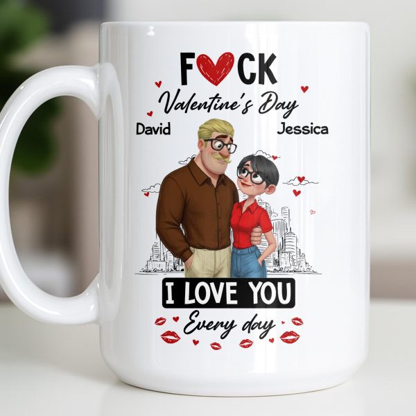 I Love You Every Day Hearts And Lip Prints - Personalized Custom Coffee Mug - CPL1350_MG